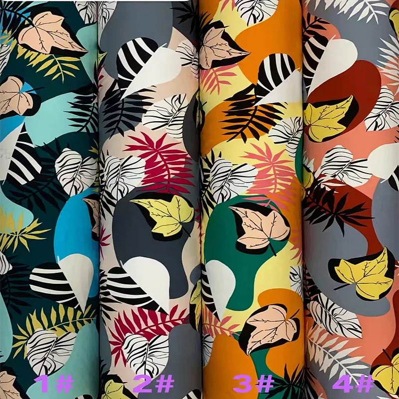 Hawaiian Poplin Colorful Floral Customized Italian Digital Printed Rayon Fabric