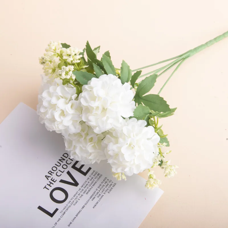 Simulated flowers artificial flower hydrangea bouquet combination wedding home decoration silk flower bouquet