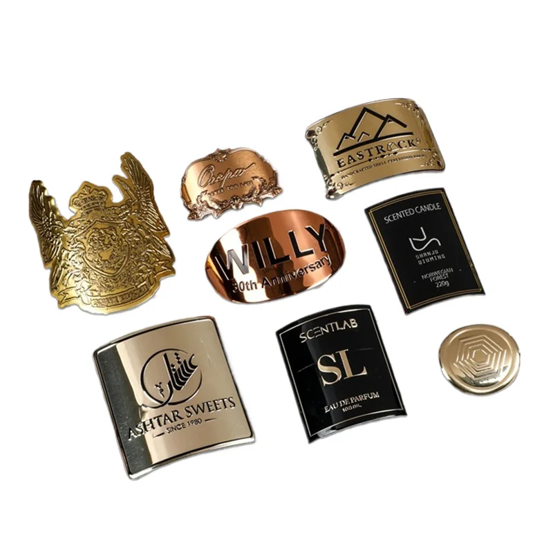 Custom Metallic Nickel Decal Labels 3D Transfer Sticker Embossed Metal Logo Stickers Gold Perfume Bottle Label Stickers