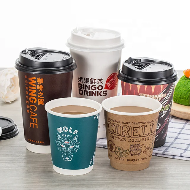  LOKYO 8OZ 12OZ 16OZ Disposable Double Wall paper cup Takeout Coffee Cup With