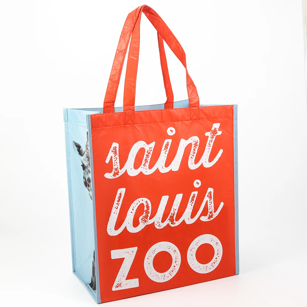 Customised Animal Print Blue Orange Non-woven Fabrics Non Woven Shopper Tote Bag