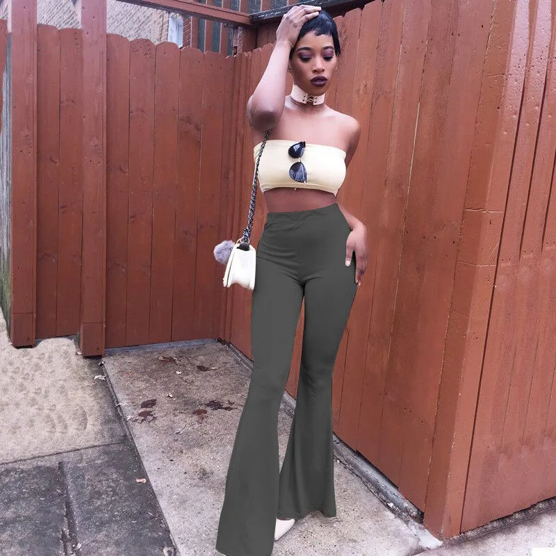 Custom wholesale latest ladies trousers women flare corduroy pants