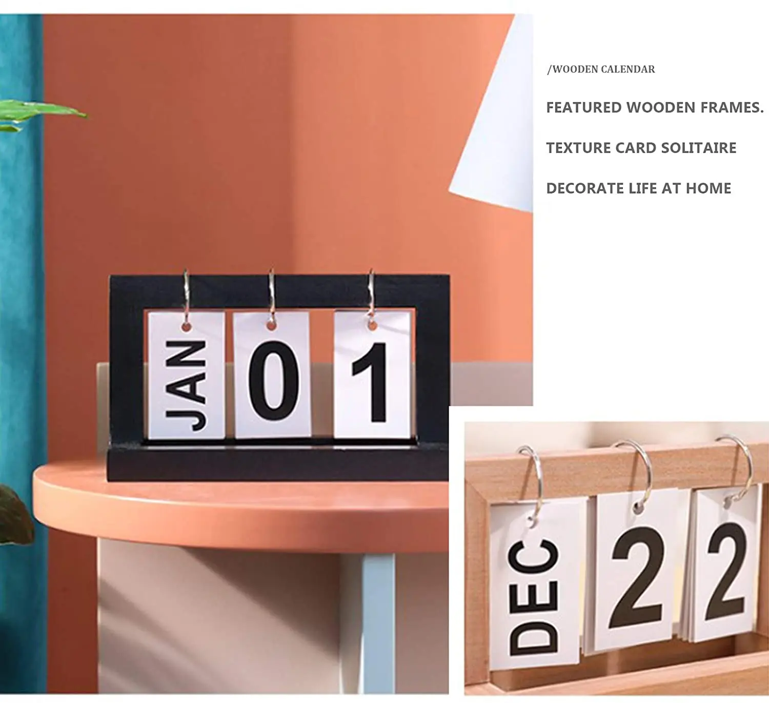 Wooden Manual Flip Desk Calendar Reusable Vintage Desk Calendar Block Calendar