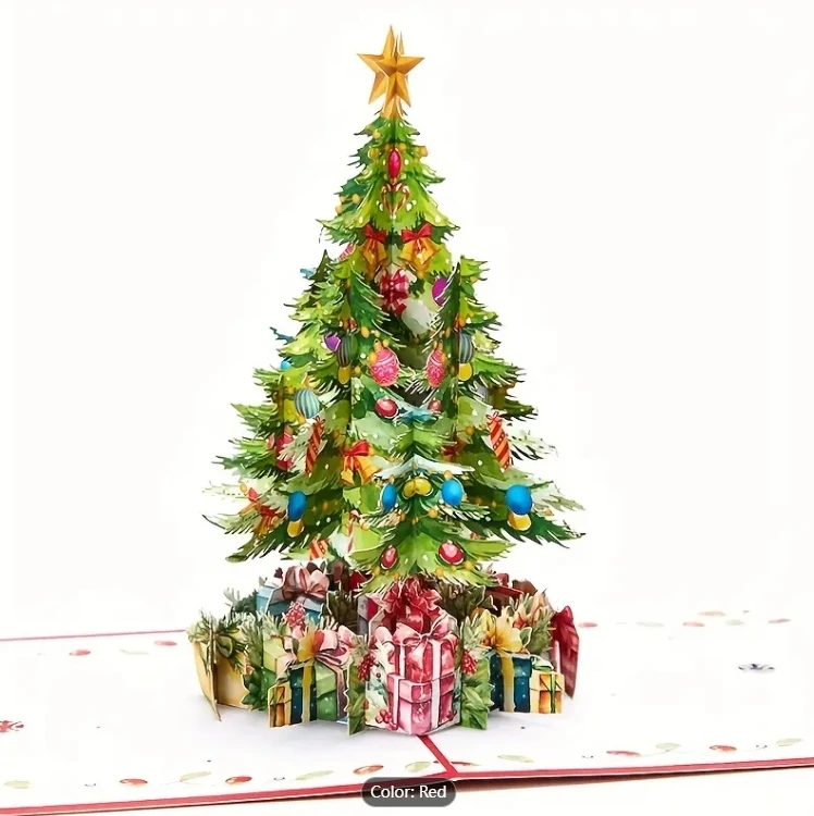 Magical 3D Pop Up Christmas Tree Card  delightful Greeting for Holidays new Year Wishes Included with Mini Note Card