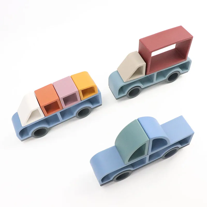 15pc Set Baby Silicone Stacking Toy Car Safe Stacking Educational Category New Baby Car Toys