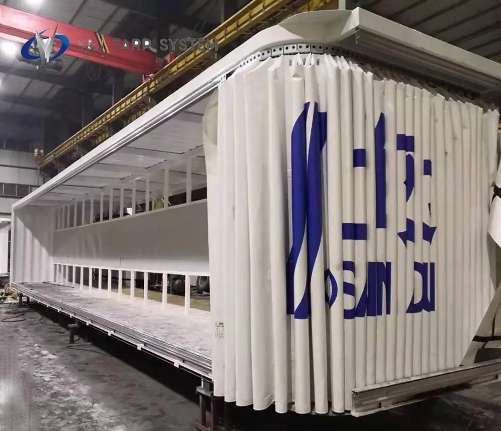 
truck trailer quick opening slider system for curtainsider tarps superstructure 