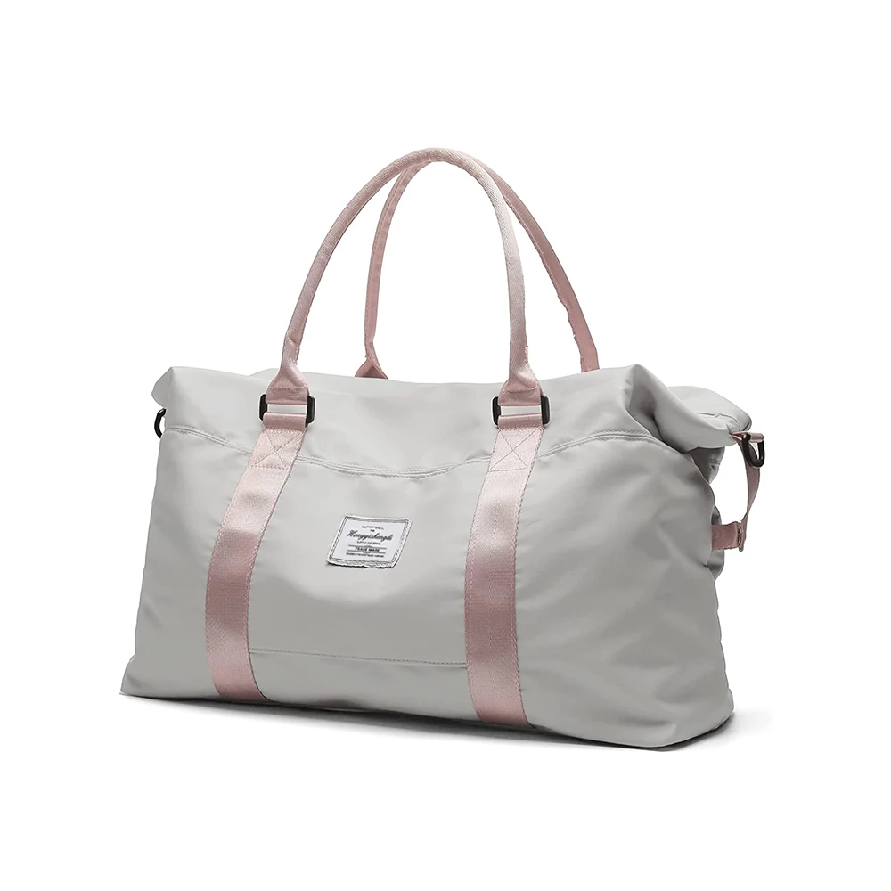 Large Capacity Oxford Travel Duffel Tote Bag Dry Wet Separation Pink Overnight Weekender Bag With Custom Logo