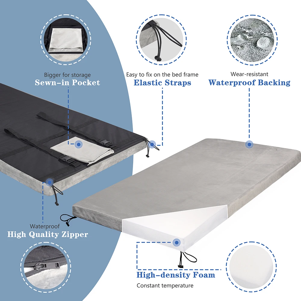 AIDI MS-CM001Outdoor Comfortable 2Inch Roll Up Travel Mat Sleeping Camping Mattress Memory Foam Pad With Elastic Straps