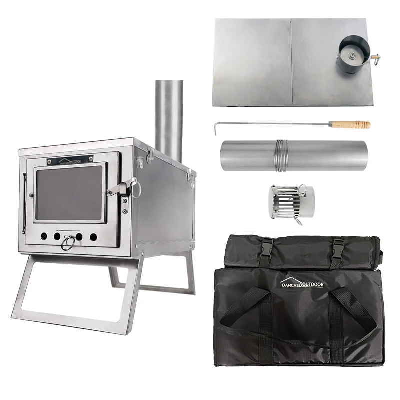 [NEW]DANCHEL OUTDOOR Stainless Steel Sturdy Folding Camping Fire Stove for Outdoor Hiking Hunting Cooking