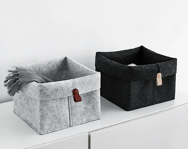 Factory wholesale custom simple felt storage box handmade small felt organizer bag