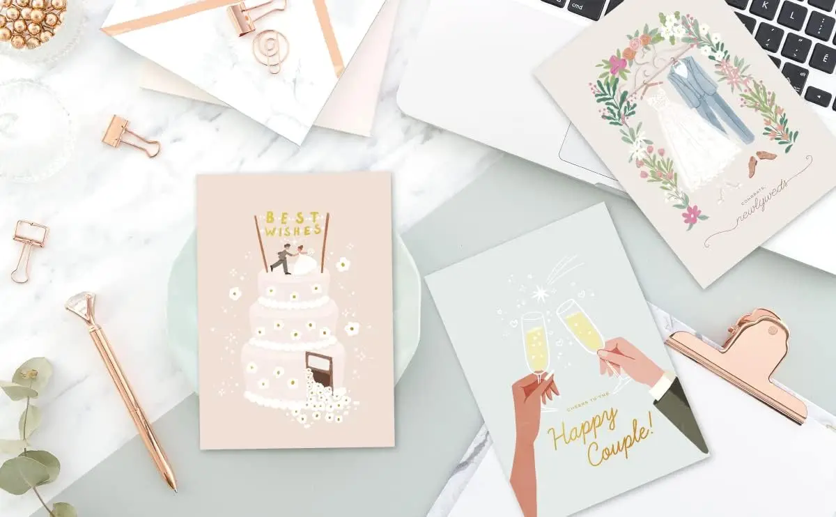Manufacturer Custom Wedding Cards for the Bride and Groom with Envelopes Blank Notes for Wedding Card Designs with  Gold Foil