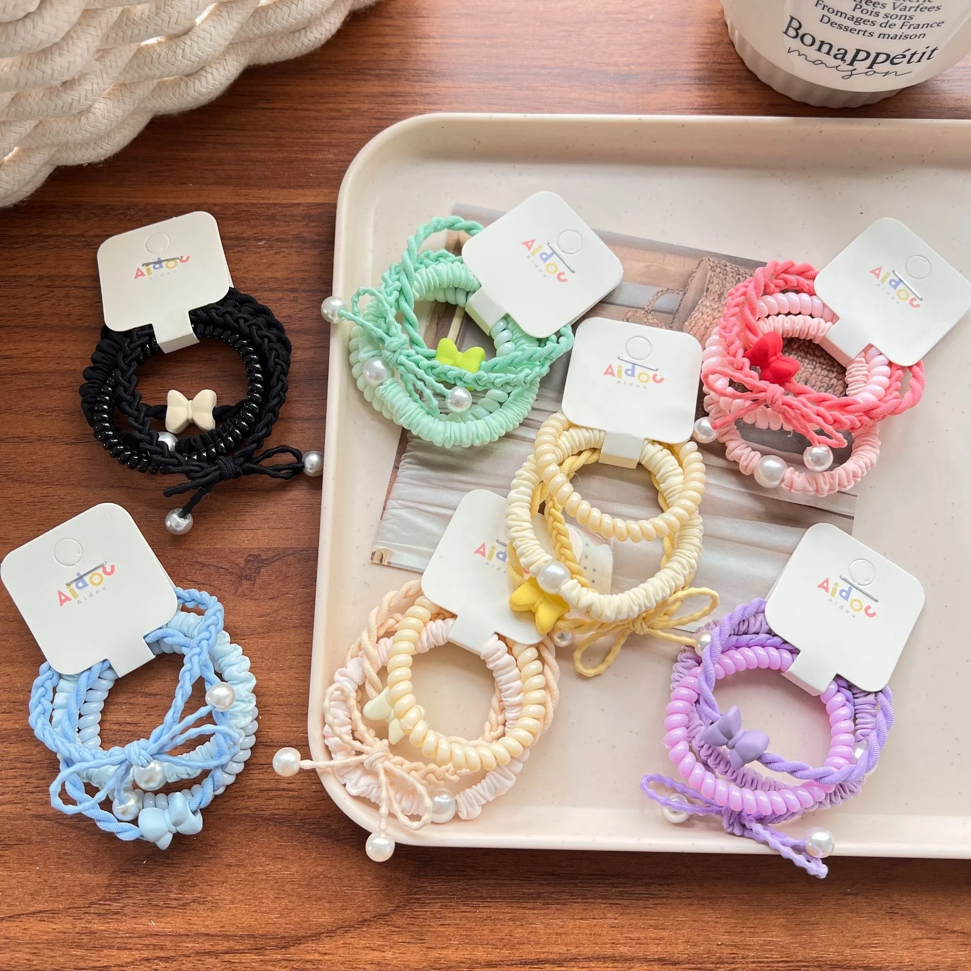 Newest kids hair accessories set bowknot hair elastic band girls gift elastic hair tie