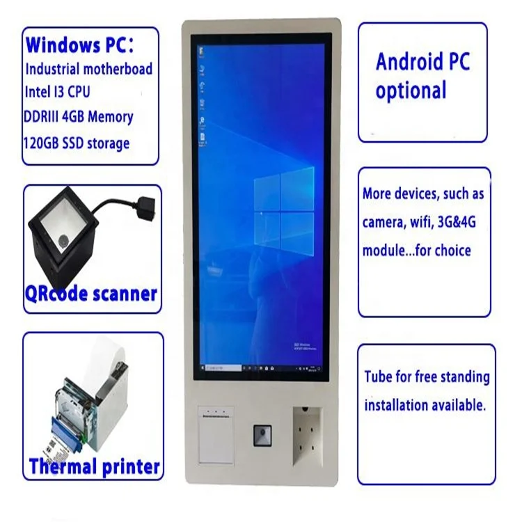 Market Restaurant Retail payment kiosk Dual Touch Screen kiosk machine cash register terminal OEM payment kiosk for restaurant