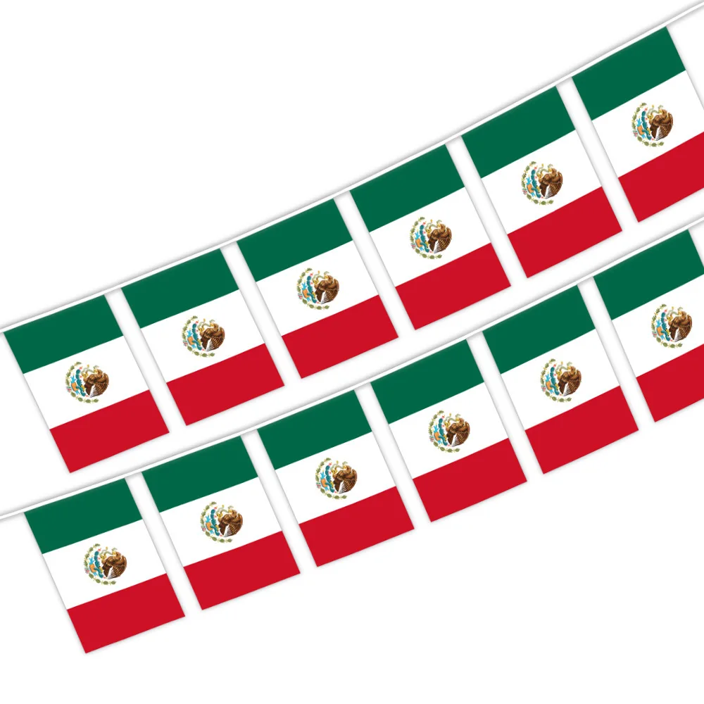 Hot Sale Mexican Pennant Flag Custom Mexico Bunting Flags Mexico Flag For Party Decorated