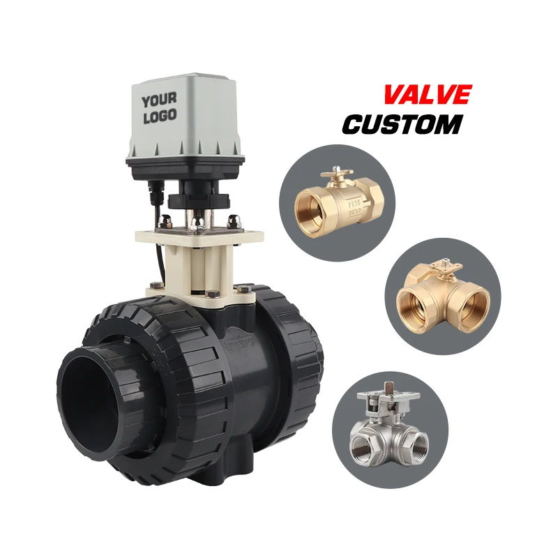 Customizable 1 1/2in DN40 Large Diameter Plastic Ball Valve with Electric Actuator for Farmland Irrigation OEM Support