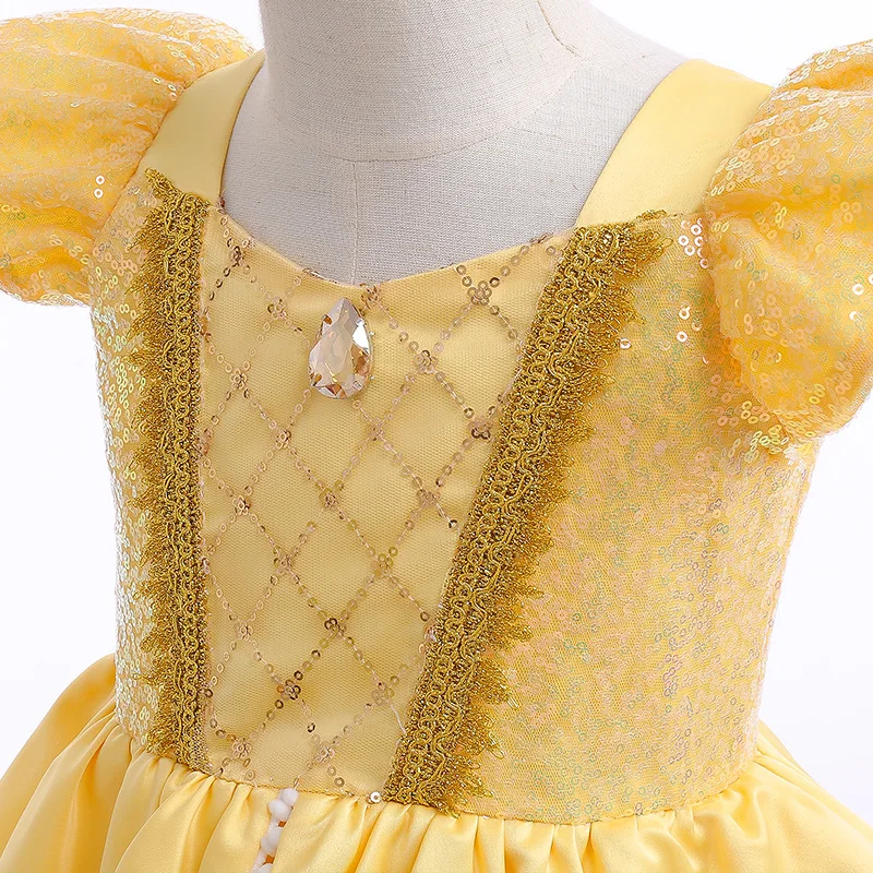 Cosplay Belle Princess Dress From Beauty the Beast for Girls Puffy Sleeve Dress Casual Style Adults Halloween Christmas Costumes