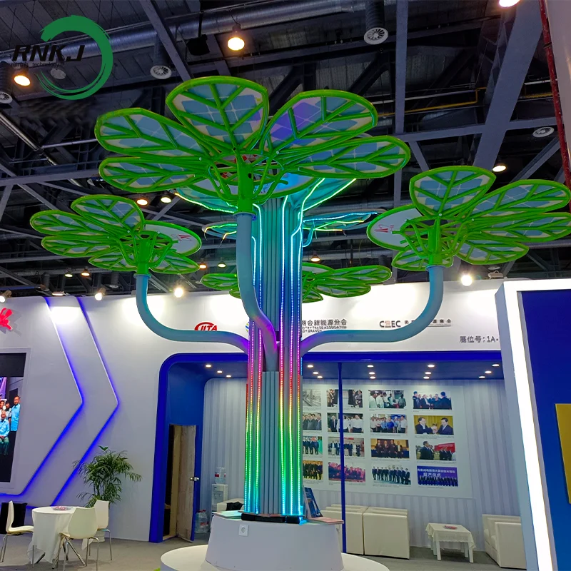 renewable energy solar powered palm trees environmental protection photovoltaic power charging station solar panel tree