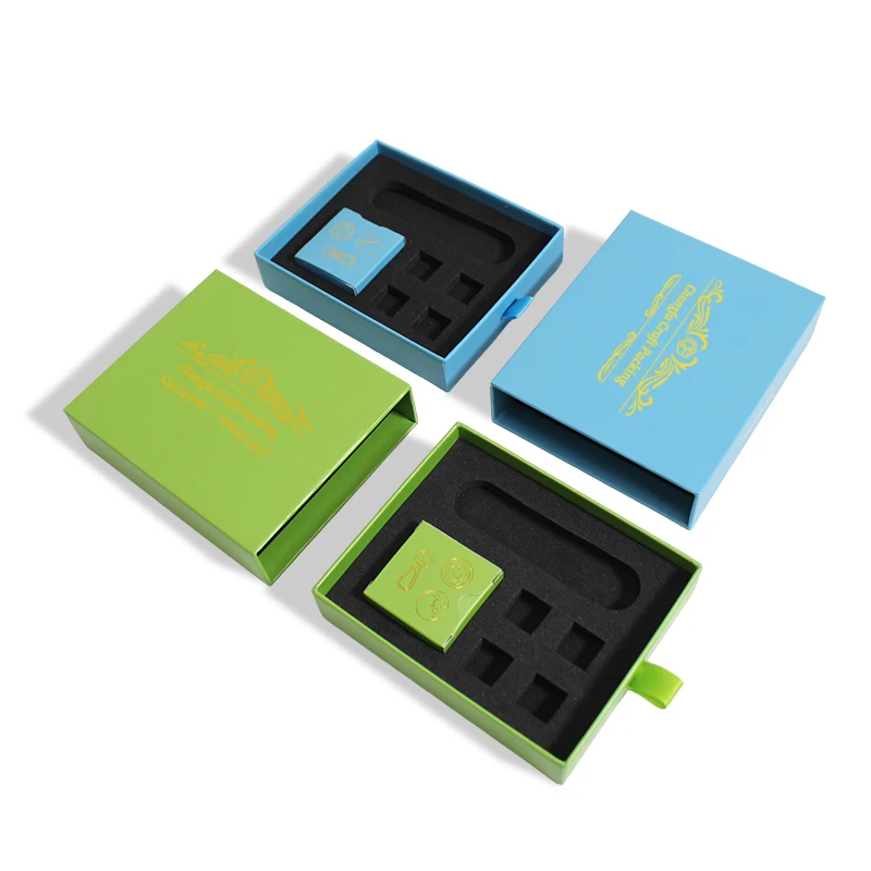 High Quality Custom Logo Popular Classical Design Gifts Keychain Box Packaging Small Drawer Box With Foam Insert