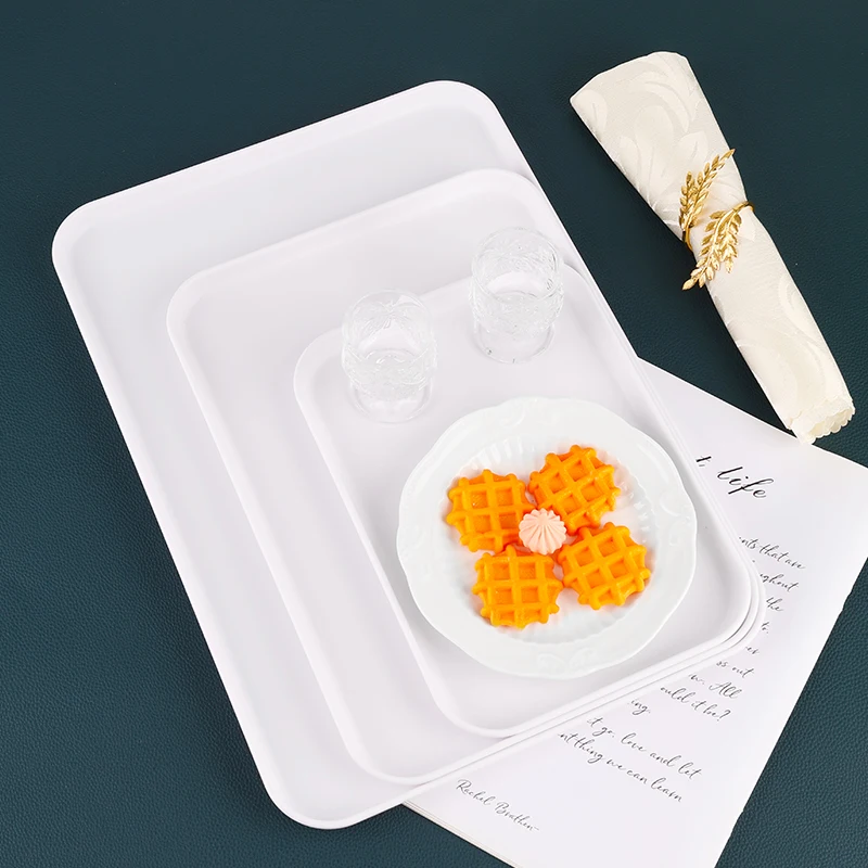 Eco-friendly Plastic Plate Reusable Rectangle Food Serving Tray Wheat Straw Plates Self-service Trays