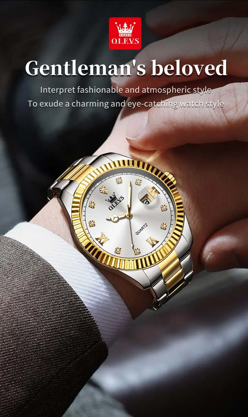OLEVS 3623 accurate guangzhou men quartz watch hot sale steel strap water proof date display Simple business wrist watch