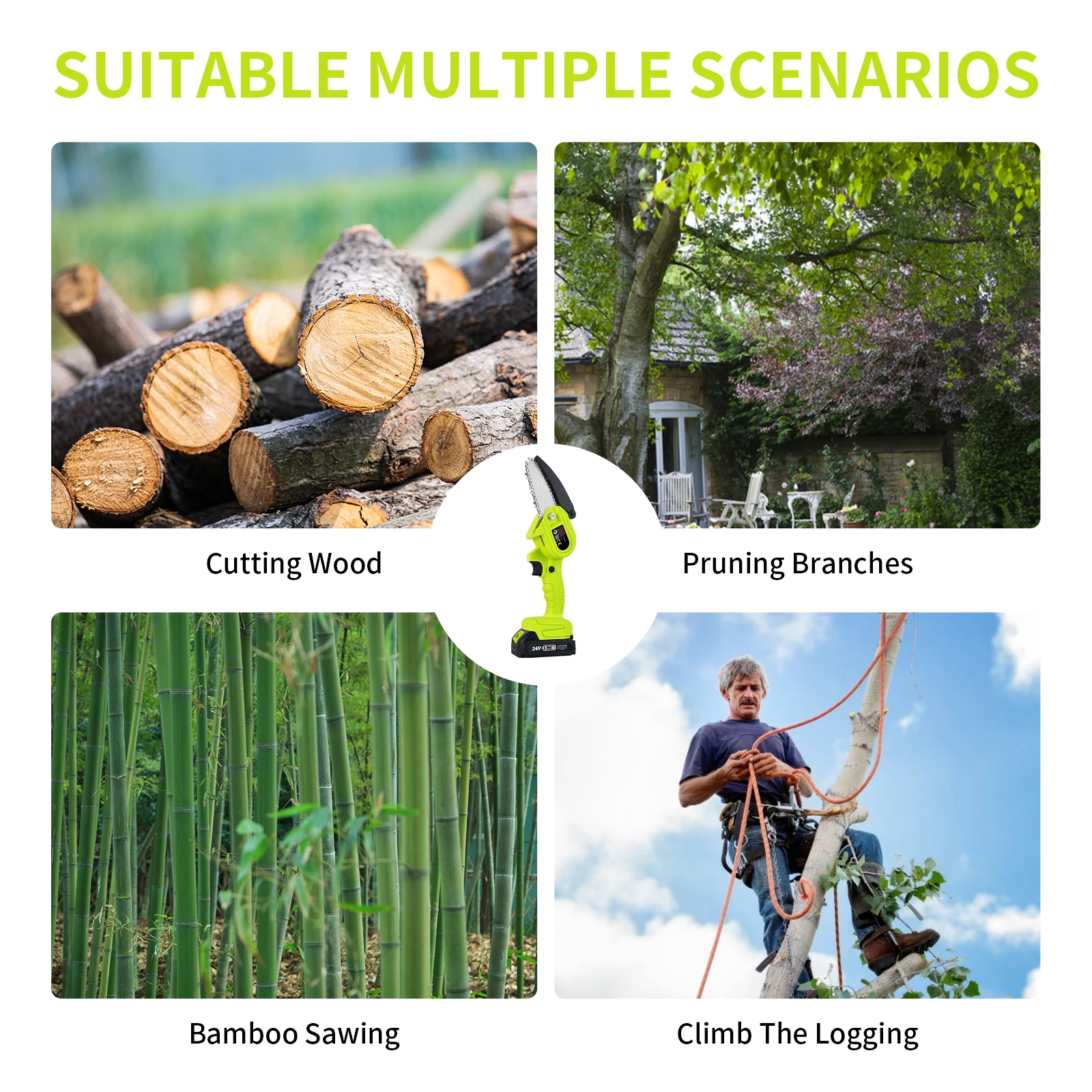 VERTAK battery powered mini chainsaw hand held cordless mini chain saw with spare parts and storage case