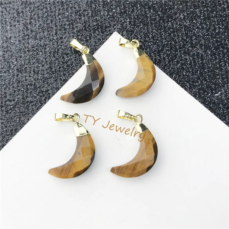 Elegant multicolor Natural stone the moon shape pendant charm for customized Jewelry DIY for choker for earring