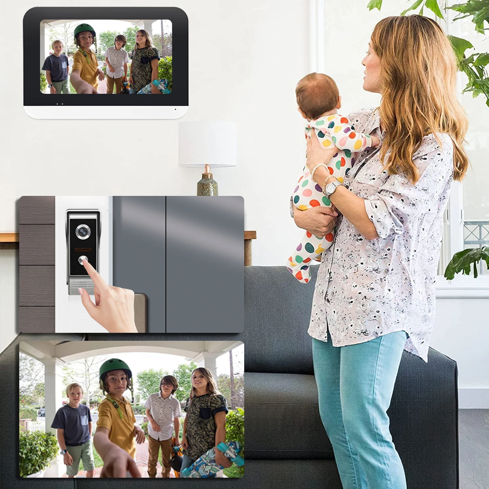 7 inch touch monitor visual intercom door phone system 4 wires video doorbell camera video door phone intercom system