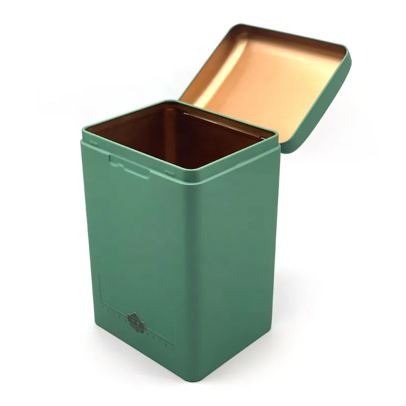 Wholesale Luxury Food Tea Packaging Metal Tin Can Box Coffee Spice Black Rectangular Tea Tin