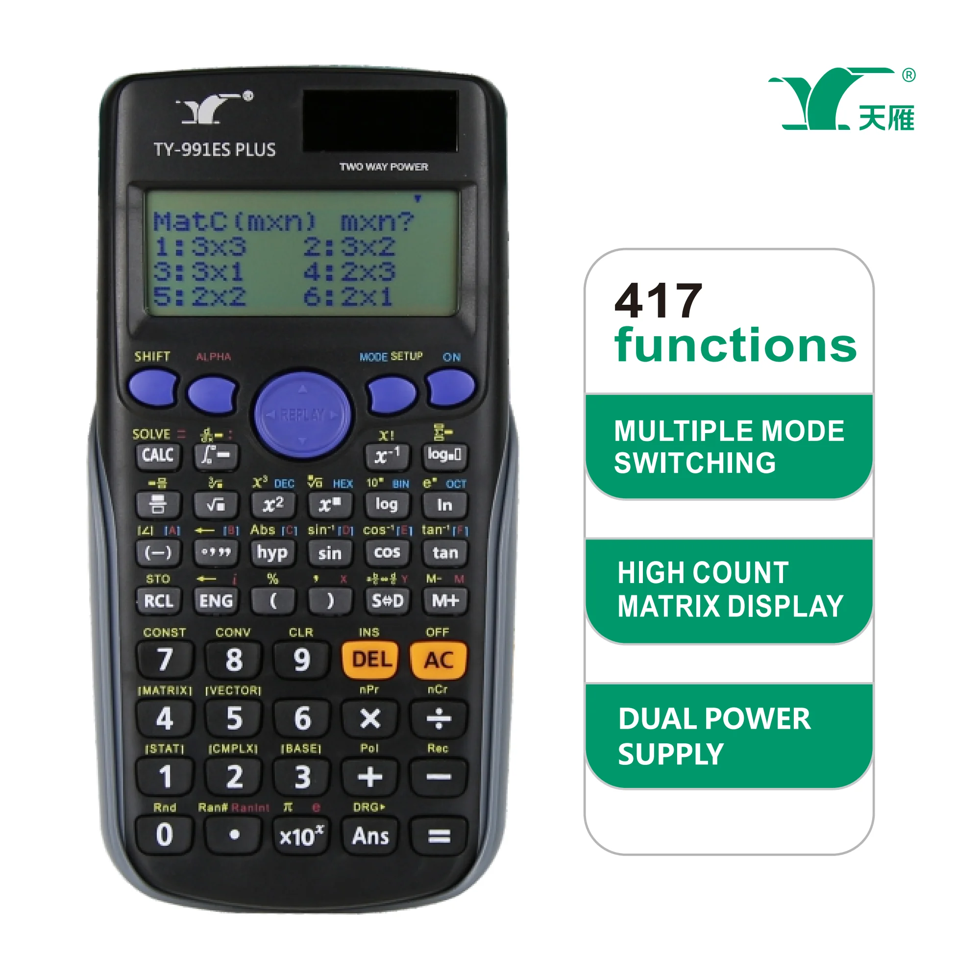 High Quality Plastic Calculator FX-991ES Plus 417 Function Scientific Calculator for Students Calculator calculadora cientifica