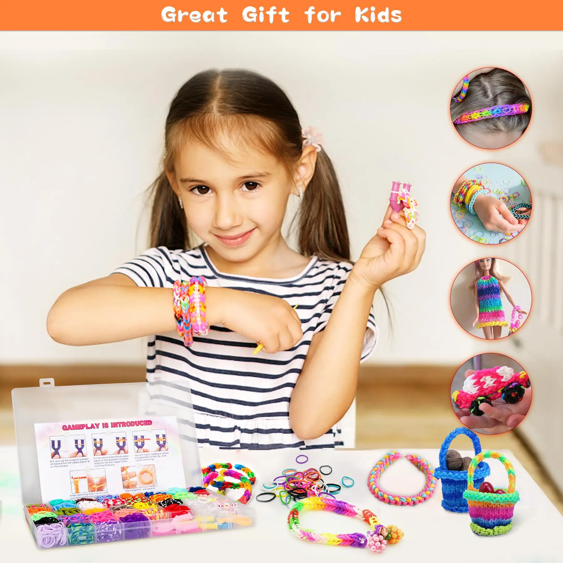 3000+ Rubber Band Bracelet Kit Colorful Loom Bracelet Making Kit DIY Art Craft Kit for Kids Girls Boys Gift