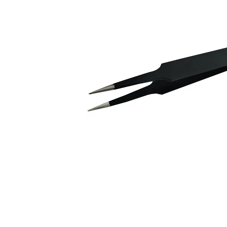 
ESD-14 Black Stainless Steel Safe Antistatic Industrial ESD Tweezers for Mobile Repair Tools 