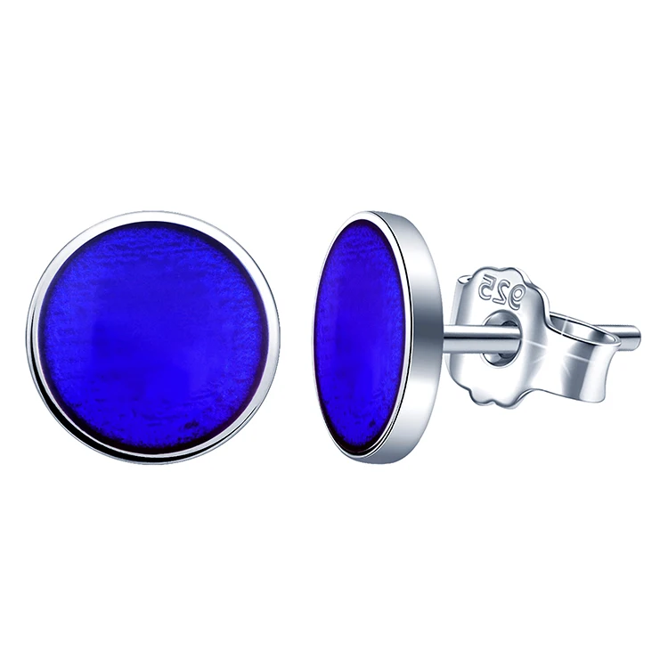 Simple 925 Sterling Silver Small Disc Stud Earrings Jewelry