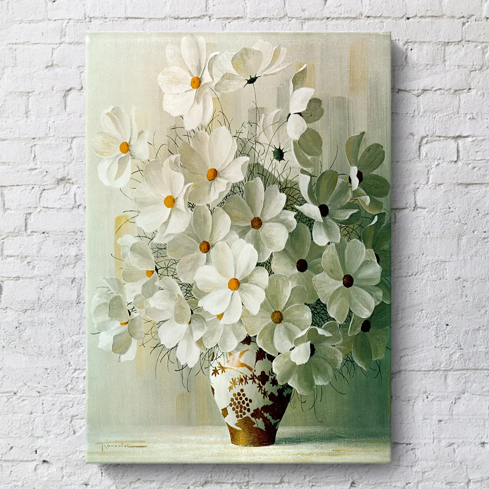 High Quality Living Room Decor Daisy Flower Wall Art Mount Display Nordic Canvas Painting