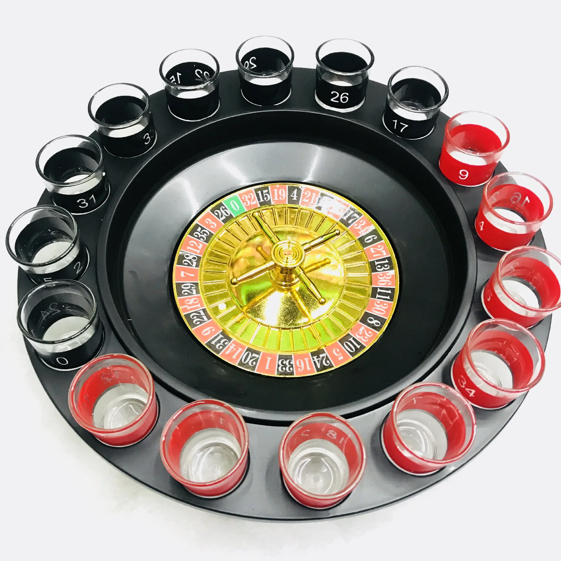 Drinking Game Glass Roulette Drinking Game Set include 2 Balls and 16 Glasses Casino Style Drinking Game