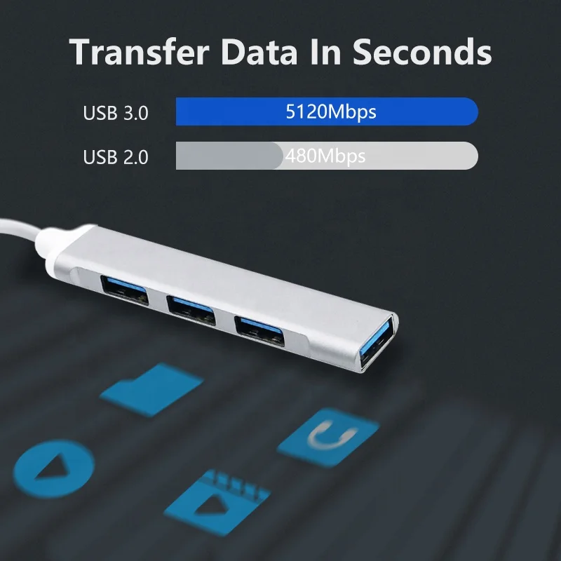 Low Price High Speed 4 Port USB Hub 2.0 Multi Type-C Splitter Por Hub For Laptop