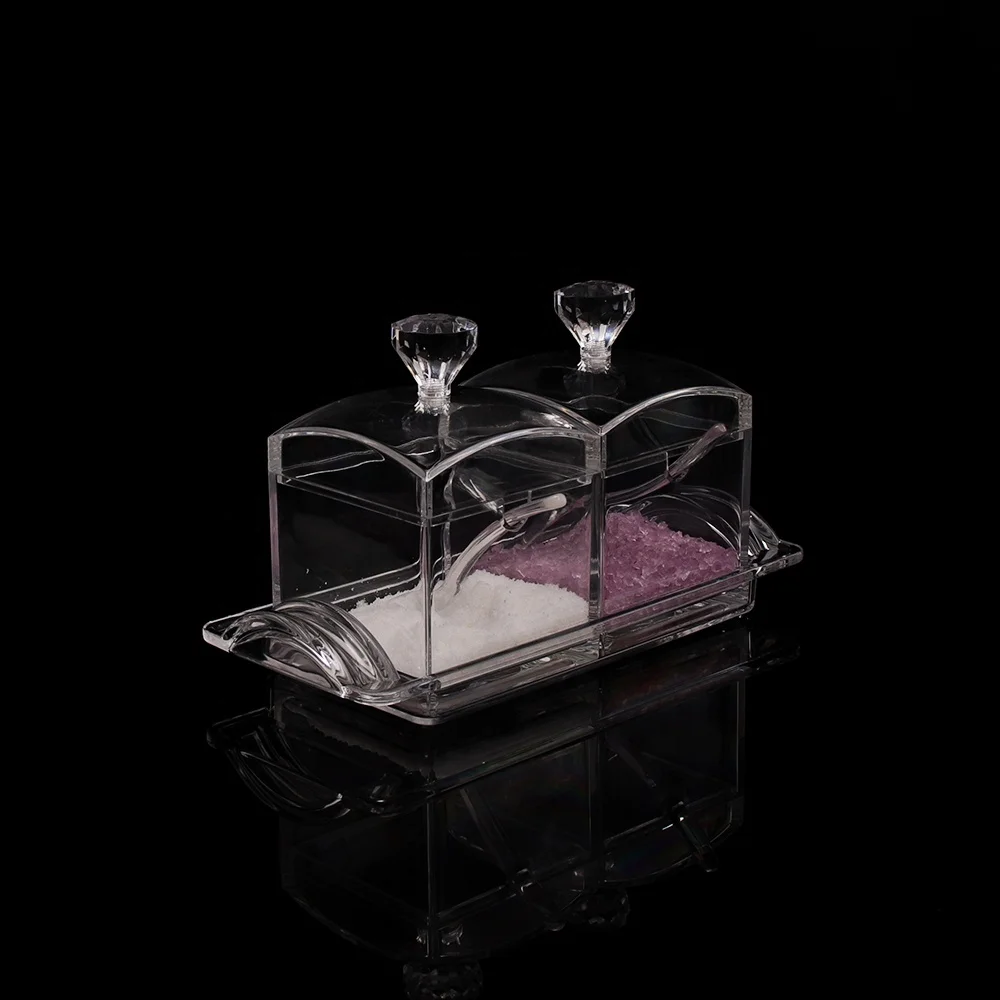 K-1064S2 Hot Selling Acrylic Spice Container Seasoning Boxes With Spoon Plastic Spice Jars Set