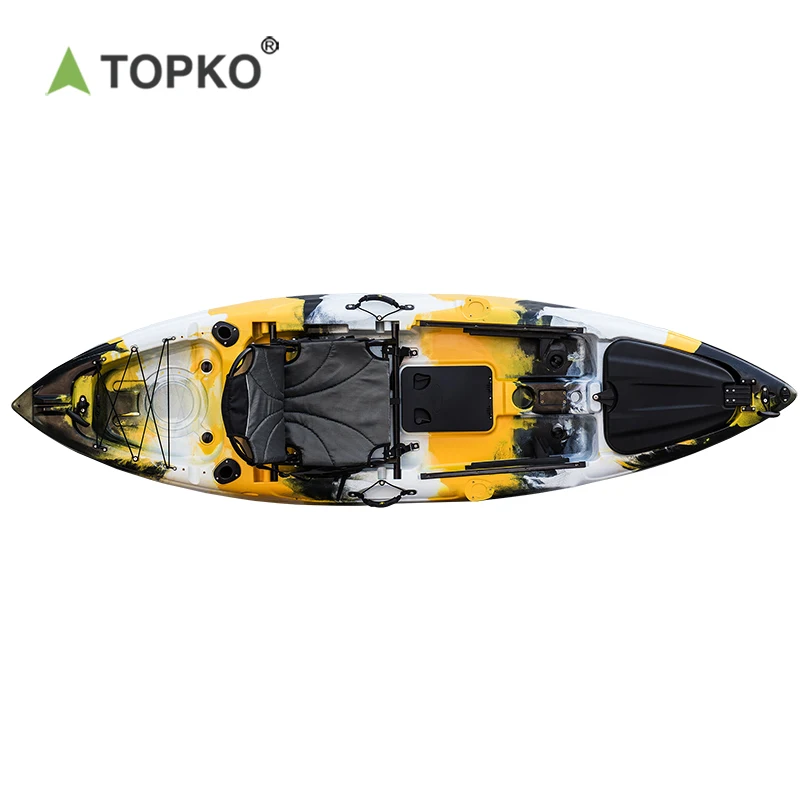 TOPKO wholesalewaterproof travel drop stitch sea canoe/kayak de pesca a pedales fishing foot pedals boat for cheap sale