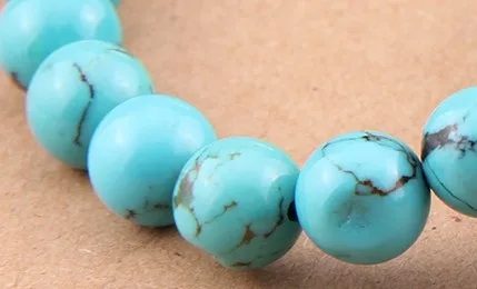 Браслеты из бисера 10 мм с натуральными голубыми бирюзовыми драгоценными бусинами