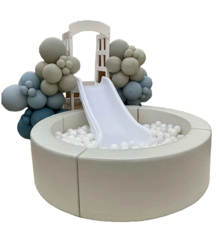 Buy commercial  indoor outdoor foam ball pit white kid birthday 4ft 5ft 6ft round ball pit rental soft play ball pit with slide