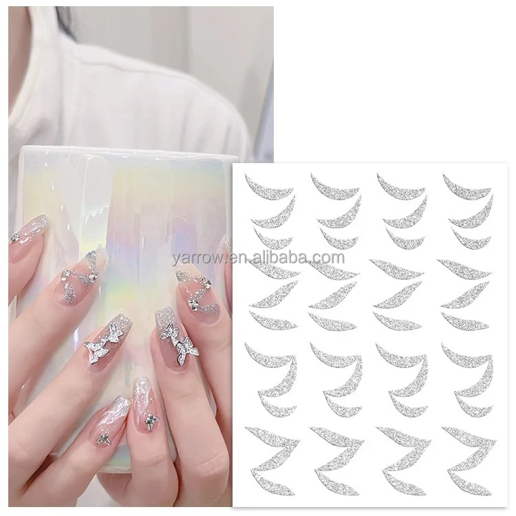 Trendy 3D Silver Broken Diamonds Sticker for Nail Art Star/Butterfly/Snown Shaped Nail Adhesive Decal Manicure sparkling sticker