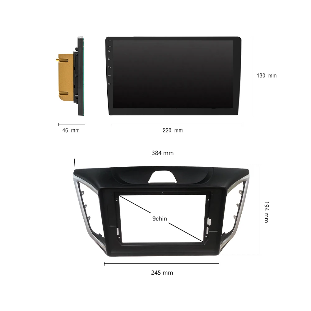 10.1' Dedicated Car Radio Frame ABS Plastic Bracket Panel Cover Trim For Hyundai IX25 2015-2018