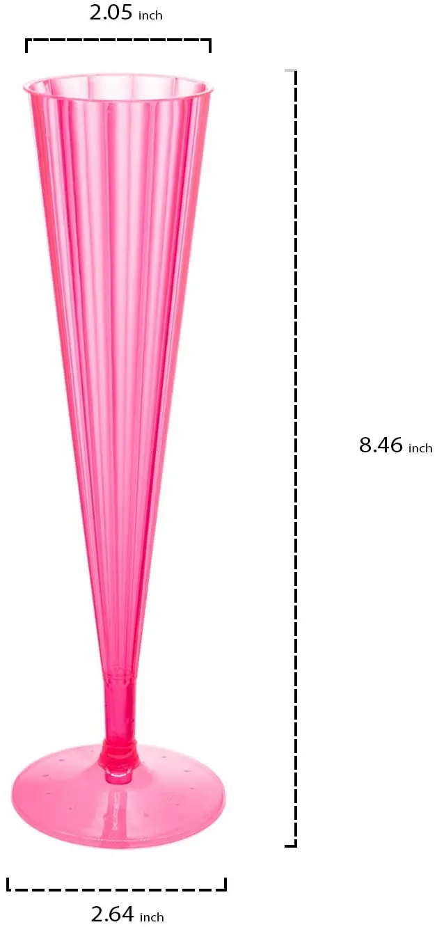 Manufacturer Wholesale 5oz Neon Pink Disposable PS Plastic Champagne Flute