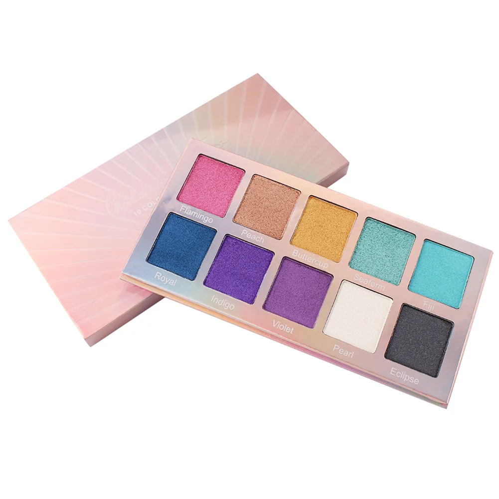 
Hot Sale Beauty High Pigment Rainbow 10 Colors Eye Matte Glazed Board Big Eyeshadow Palette 