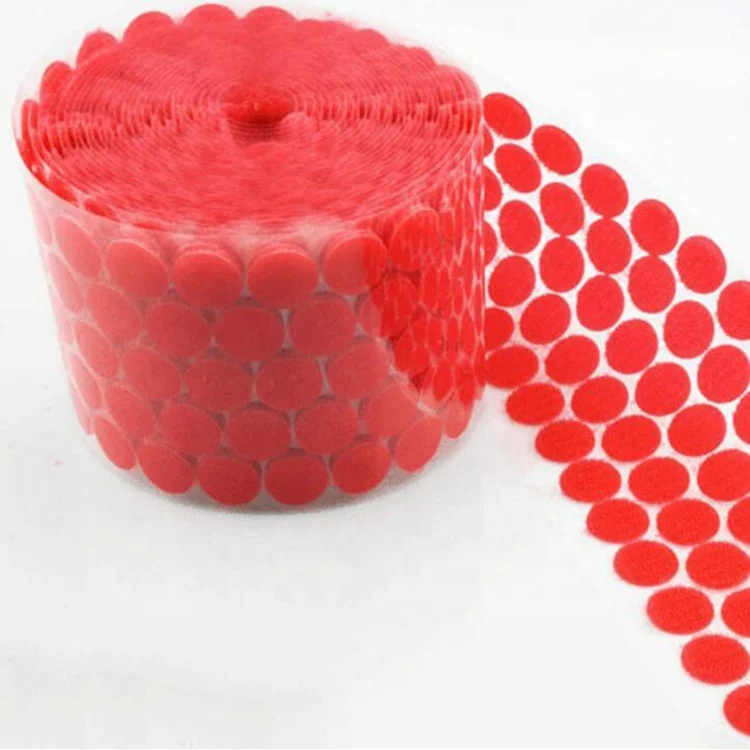 Red,Green,Blue,Yellow adhesive circle hook and loop dots strong glue adhesive hook loop spots