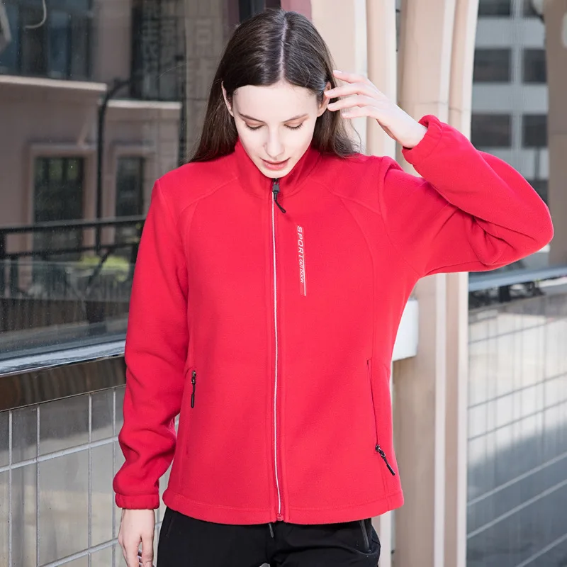 2021 Winter Custom Logo Fashion Casual Stand Collar Zipper Jacket Light Weight Women Polar Fleece Jacket