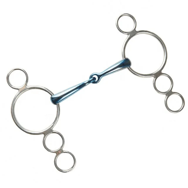 Custom Made JP Kor Steel Blue Steel Jointed 3 Ring Dutch Gag Bit Stainless Steel Western Dutch Gag Bit German Sier Horse Bits