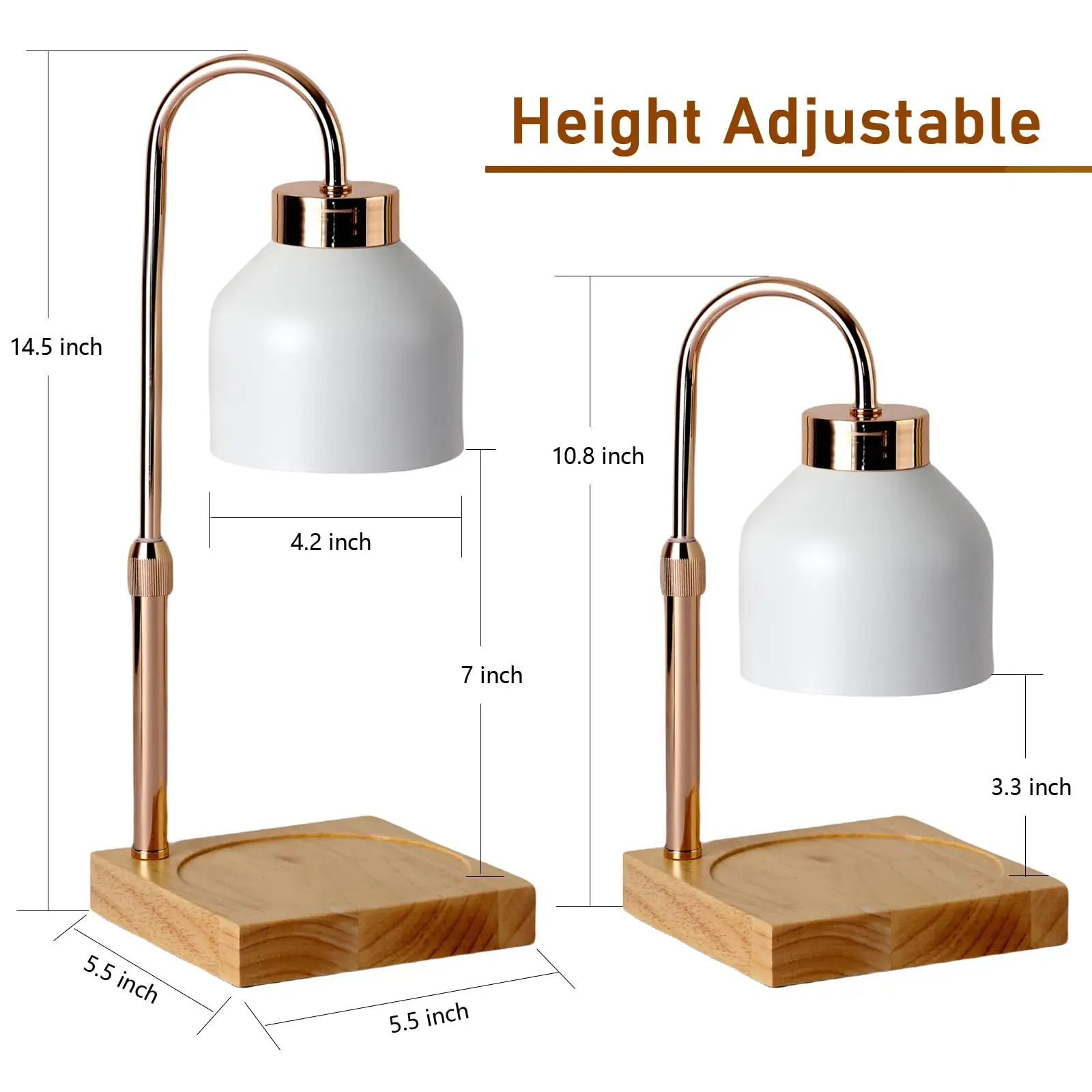 Candle Warmer Lamp with Timer, Electric Wax Melt Warmer with 2 Bulbs, Dimmer Adjustable Height House Warming Gifts