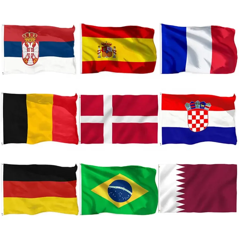 Wholesale worldwide 100% polyester printed national flag all countries flags of world in stock custom flag