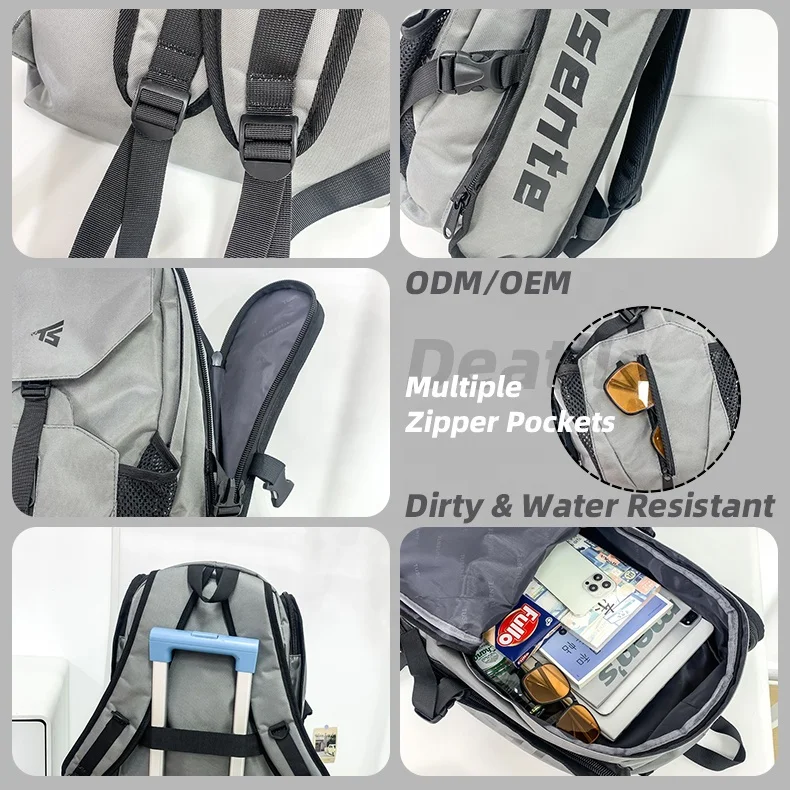 Heavy Duty Large Capacity Outside Pocket Trolley Case Sleeve Basketball Custom Logo Gym Sport Backpack with Separate Ball Holder