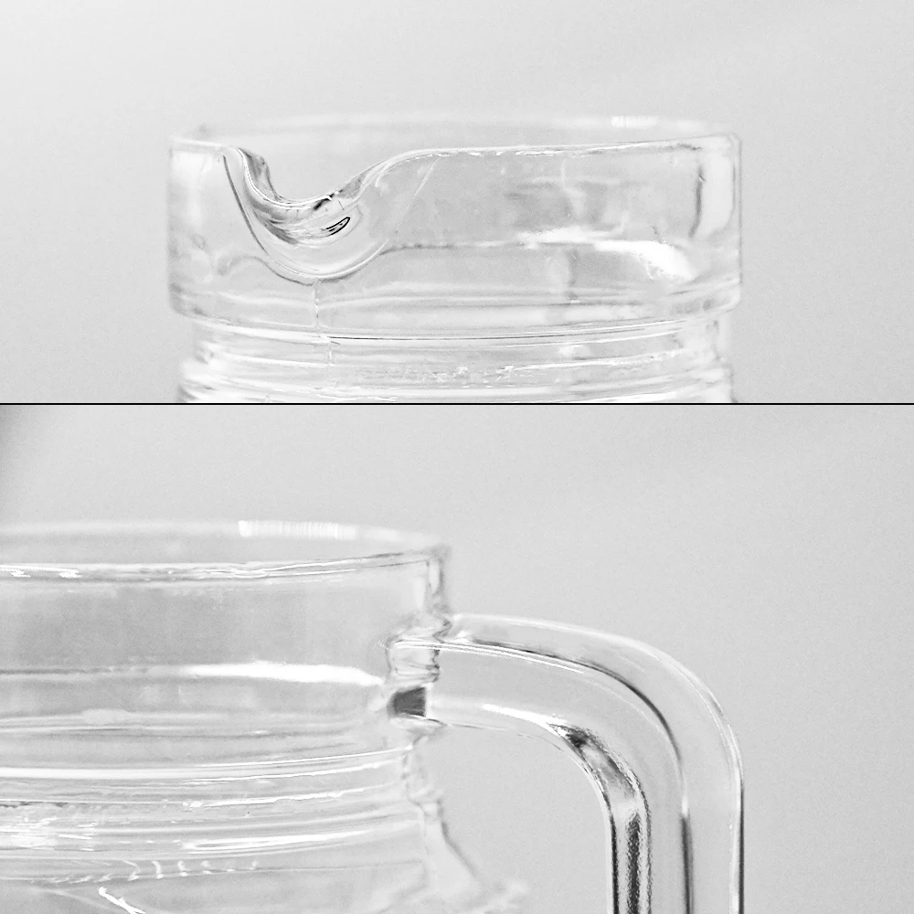 Hot-selling 1L 1.8L Big Size Glass Pitcher with Plastic Lid and Handle for Water Storage